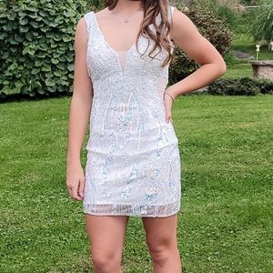 Primavera Couture 3822 - Embroidered Beaded White Homecoming dress, Size 0